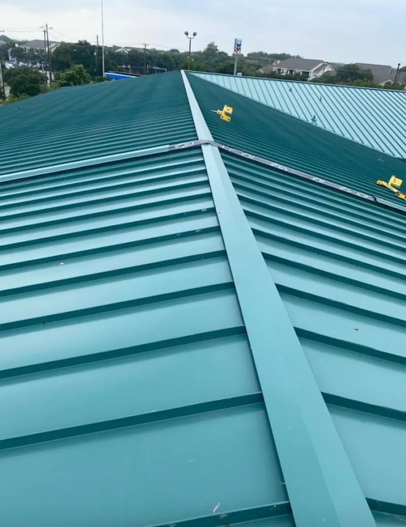 Green commercial metal roof ridge and valley for Metal Roof Repair in Millington